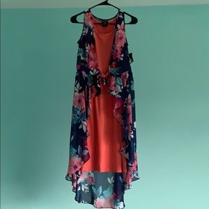 NAVY AND CORAL FLORAL DRESS